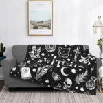 Gothic Mysterious Halloween Witch Flannel Blanket - Image 3