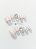 Aurora Cherry Blossom Spring And Summer French Blush Gradient Cat Eye Simple White High-grade Handmade Manicure Wear Gentle - Image 6