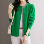 Round Neck Wool Knit Cardigan Women's Loose Western Style Outer Wear - Image 2