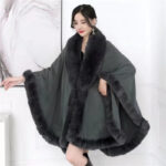 Artificial Rex Rabbit Wool Cape Shawl Women's Oversized Knit Woolen Cardigan Baggy Coat - Image 8