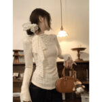 French Style Design Lace Bottoming Shirt For Women - Image 6