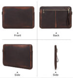 Retro Crazy Horse Leather Notebook Zipper Computer Bag - Image 2