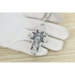 Sterling Silver Cherry Blossom Necklace Men's And Women's Vintage Cross Pendant - Image 5
