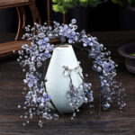 New Bridal Hair Accessories Blue Crystal Hair Band Ear Clip Set - Image 3