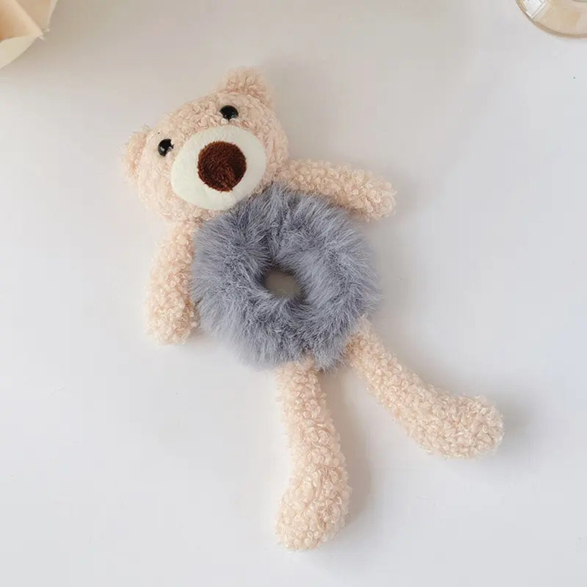 Girls Lovely Scrunchies Cute Bear Hair Band Rabbit Fur Hair Rope Soft Warm Rubber Band Pretty Hair Accessories - Image 7