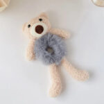 Girls Lovely Scrunchies Cute Bear Hair Band Rabbit Fur Hair Rope Soft Warm Rubber Band Pretty Hair Accessories - Image 7