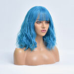 New European And American Style Wig Women's Light Blue Short Curly Hair Chemical Fiber Wig - Image 3