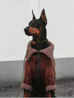 Winter Plus Velvet Pet Lapel Leather Coat For Big Dogs - Image 3