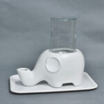 Ceramic Elephant Drinking Fountain Cat Bowl - Image 3