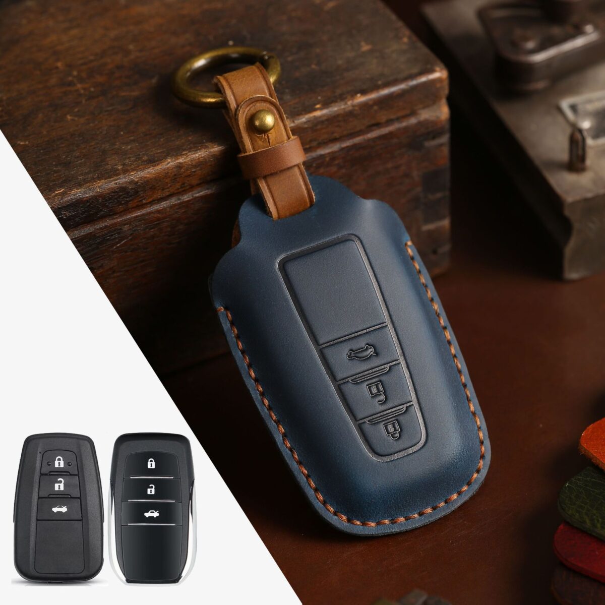 Leather Car Key Case Crazy Horse Leather - Image 4
