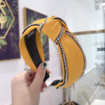 Fabric Diamond-studded Knotted Wide-brimmed Toothed Headband - Image 3