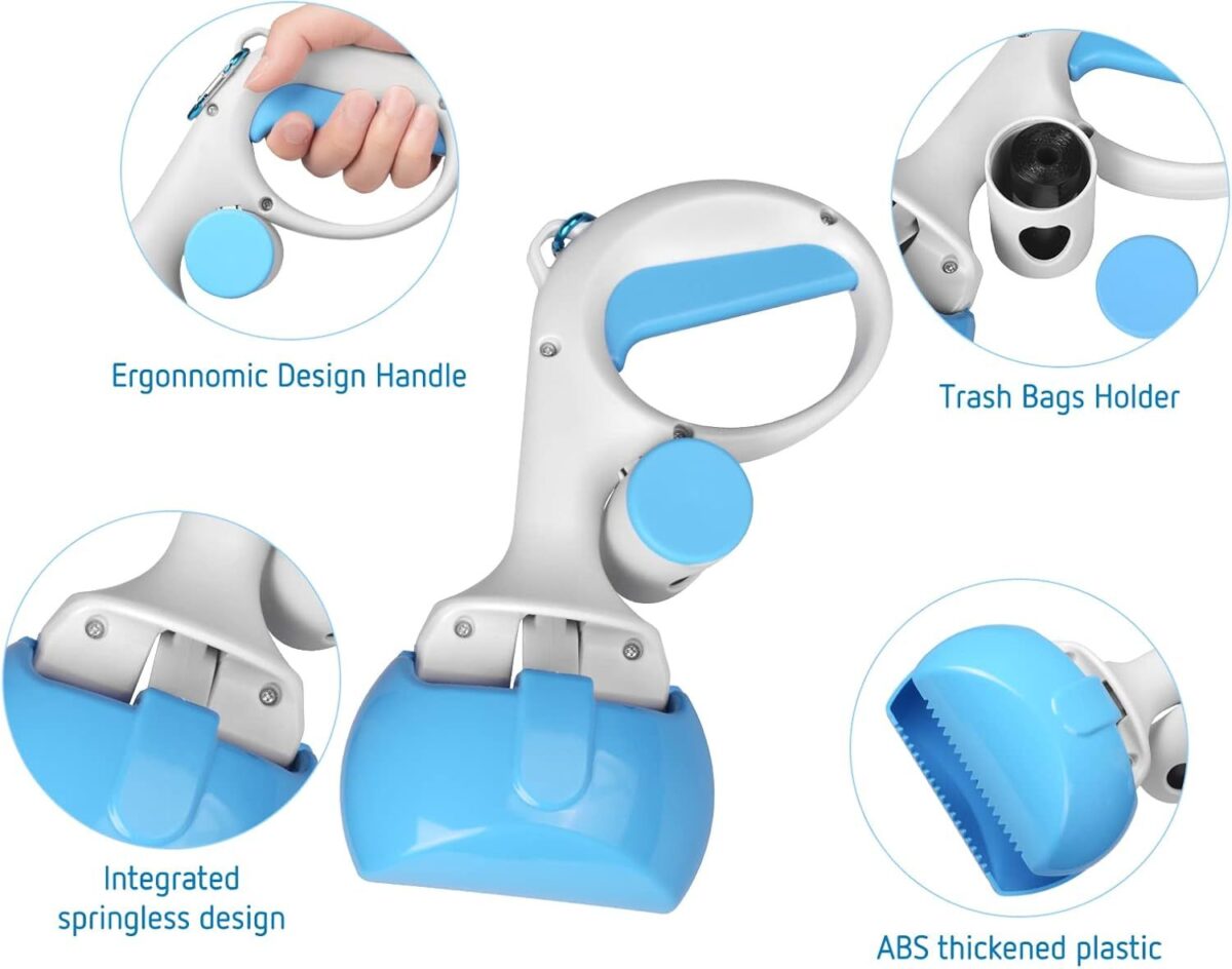 Pet Pooper Scooper For Dogs And Cats With Trash Bags Holder Non-Breakable High Strength Material Poop Scooper For Easy Grass And Gravel Pick Up Including A Roll Of Trash Bag - Image 10