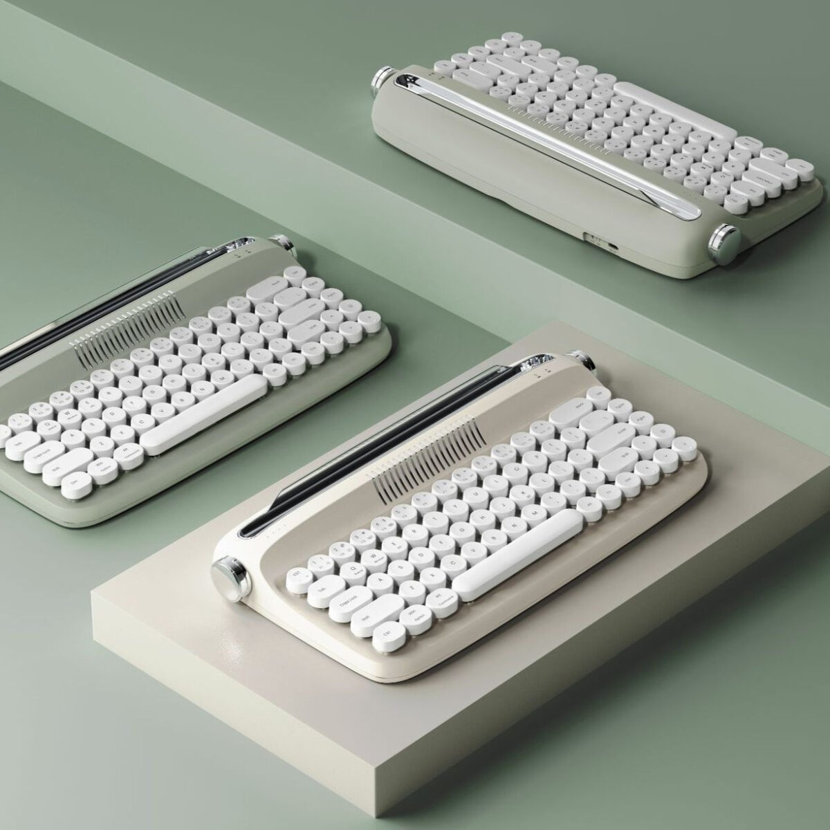 B307 Rechargeable Retro Bluetooth Wireless Keyboard - Image 1
