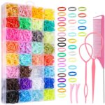 32 Colors Small Hair Rubber Bands With 16 Hair Styling Tools, 2000 Pcs Elastic Girl Baby Hair Ties Mini Hair Bands With Hair Elastic Cutter Hair Accessories Xmas Stuff For Girls Baby Toddlers Kids - Image 7