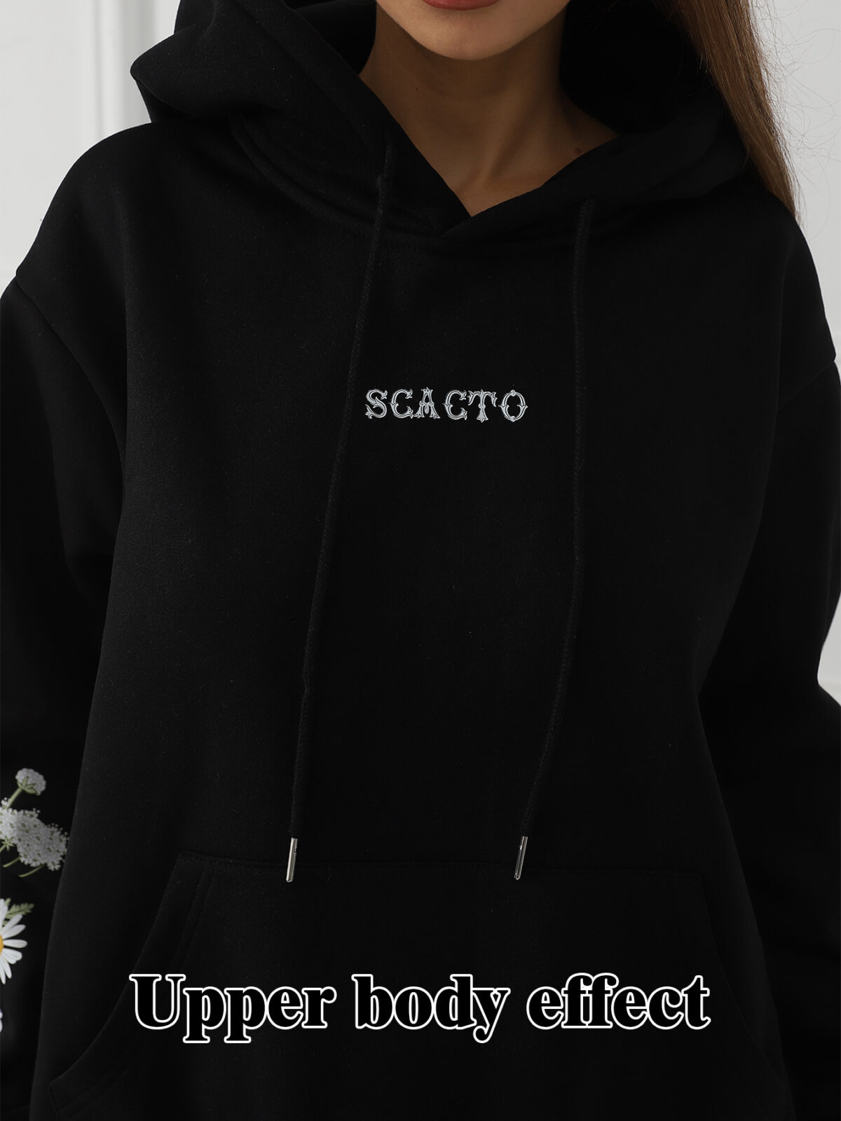 Women's Solid Color Floral Long Sleeved Sweatshirt - Image 5