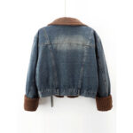 Lamb Wool Stitching Lightweight Down Liner Fleece-lined Denim Coat Women's Short Top Jacket - Image 5