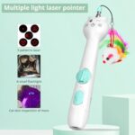Cat Toy Interactive Rechargeable Laser Pointer Cat Wand With Feather Toy 2-in-1 Cat Toy For Indoor Cat Kitten Pet Laser Toy For Playing - Image 5