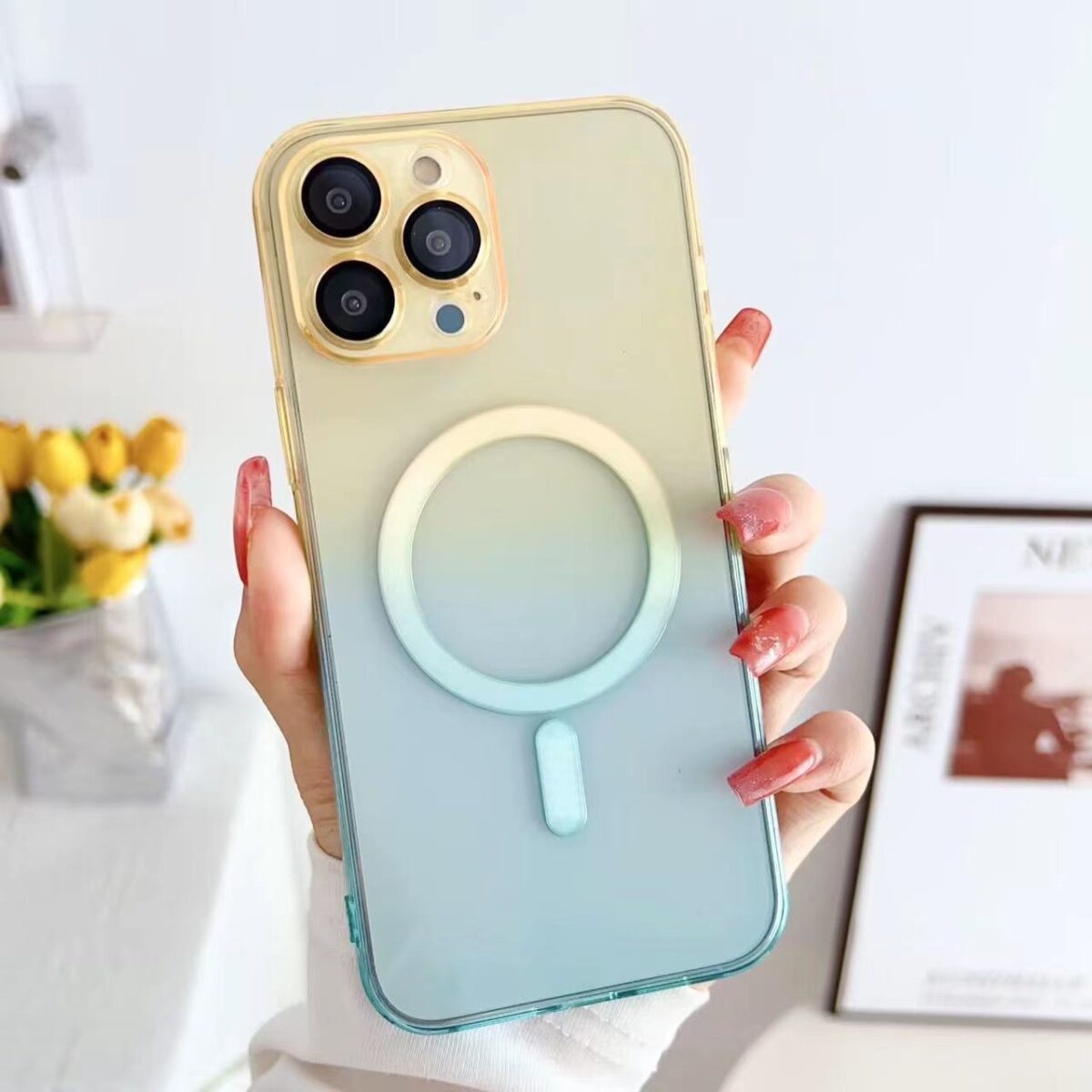 Hot Gradient Two-color Magnetic Phone Case Lens Protector Protective Case - Image 10