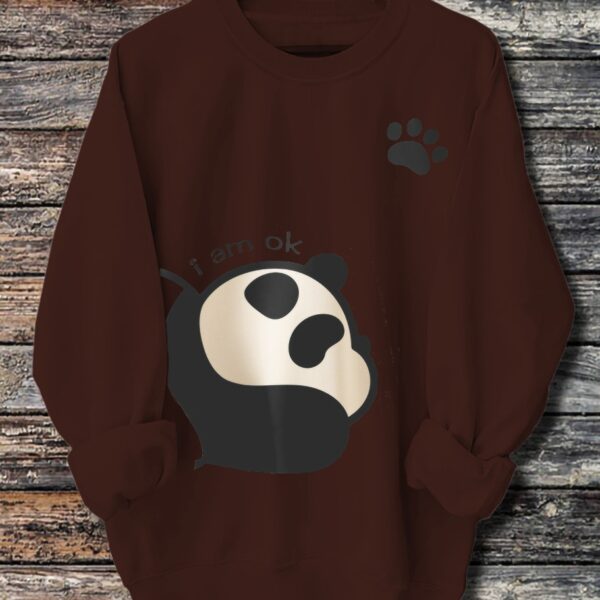 Women's Long Sleeved Panda Print Hoodie