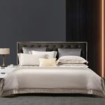 Light Luxury Solid 140 Thread Count Embroidery Solid Four Piece Bedding Set - Image 7