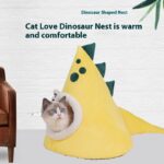 Four Seasons Universal Yellow Dinosaur Shape Cat Nest Fully Closed Warm