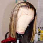 Piano Color Real Hair T Shaped Bob Headgear - Image 3