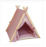 Pet Tent Cat Litter Removable And Washable Striped Canvas Solid Wood - Image 6