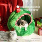 Christmas Green Furry Yurt Cat Nest Semi-closed And Removable Washing - Image 4