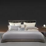 Light Luxury Solid 140 Thread Count Embroidery Solid Four Piece Bedding Set - Image 3