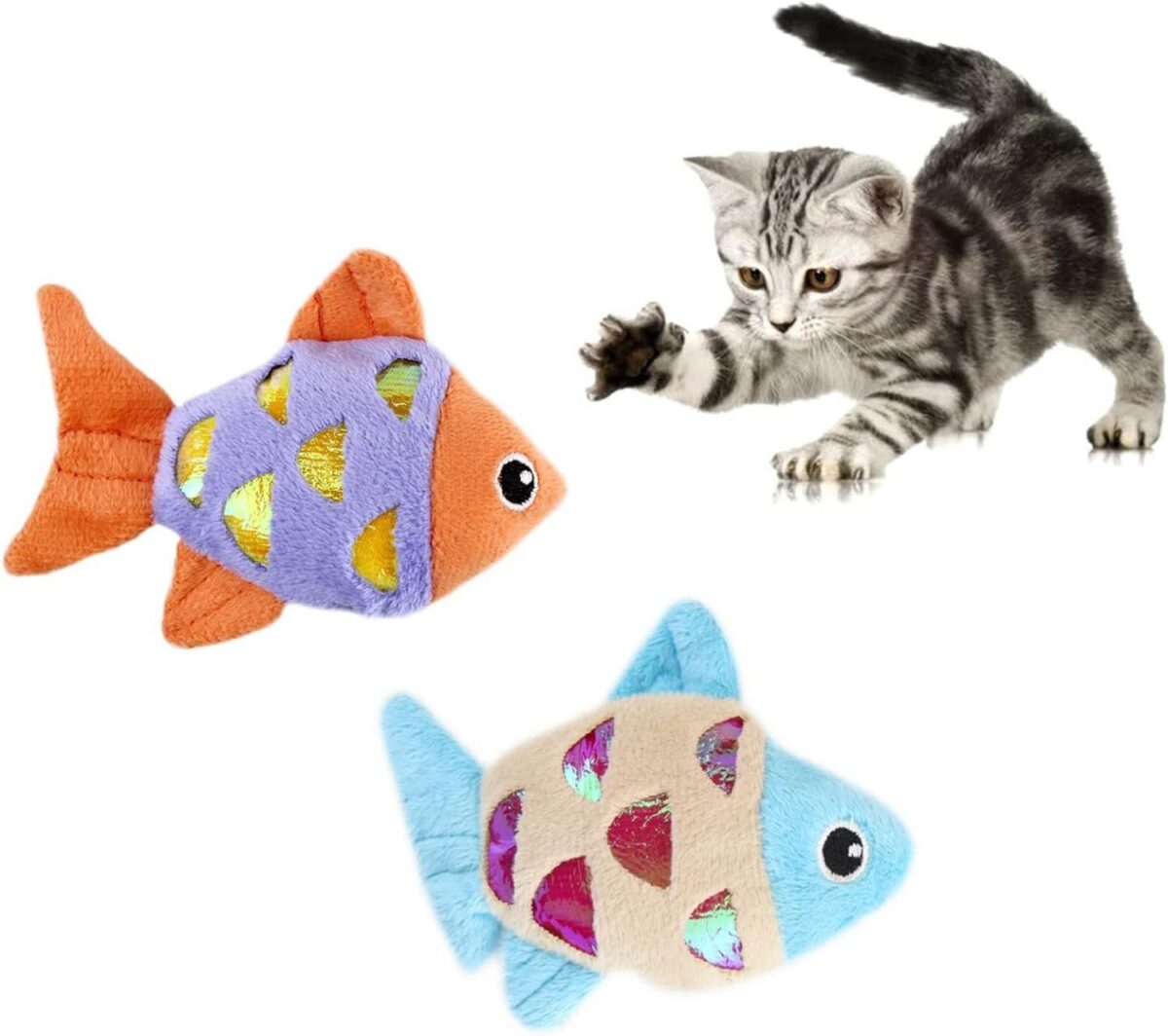 Cat Catnip Toys Small Cat Fish Toys With Crinkle Shine Ring Paper To Make Sound To Catch Your Cats Eyes And For Your Cats To Chew And Catch Interactive Cat Toys Indoor Cat - Image 6