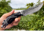 Damascus Steel Outdoor Sharp Portable Folding Knife - Image 3