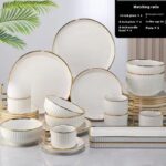 Plate Dishes Combination Household Bowl Golden Edge Household Ceramic 32-Cup Tableware - Image 2