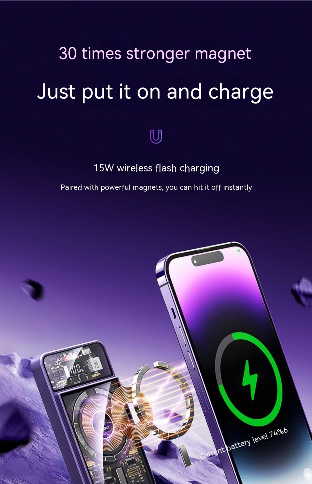 With Cable Magnetic Suction Wireless Charger Large Capacity Portable Power - Image 10