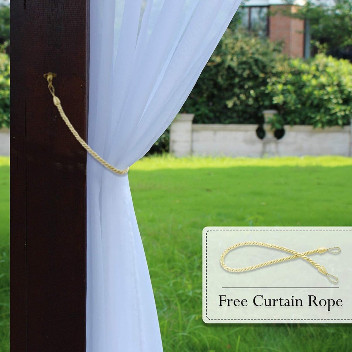 Outdoor Shading Door Curtain Waterproof Curtain Pavilion Balcony White Mesh Curtains Terrace Window Screen - Image 2