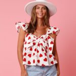 Women's Top V-neck Bow Love - Image 4