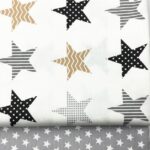 Cotton Printing Black Gray Five-pointed Star Dot Cloth Group Cotton Material