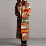 Women's Printing Pocket Long Sleeve Large Coat - Image 4