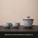 Blue And White Ru Ware San Cai Gaiwan Tea Cup Set - Image 9
