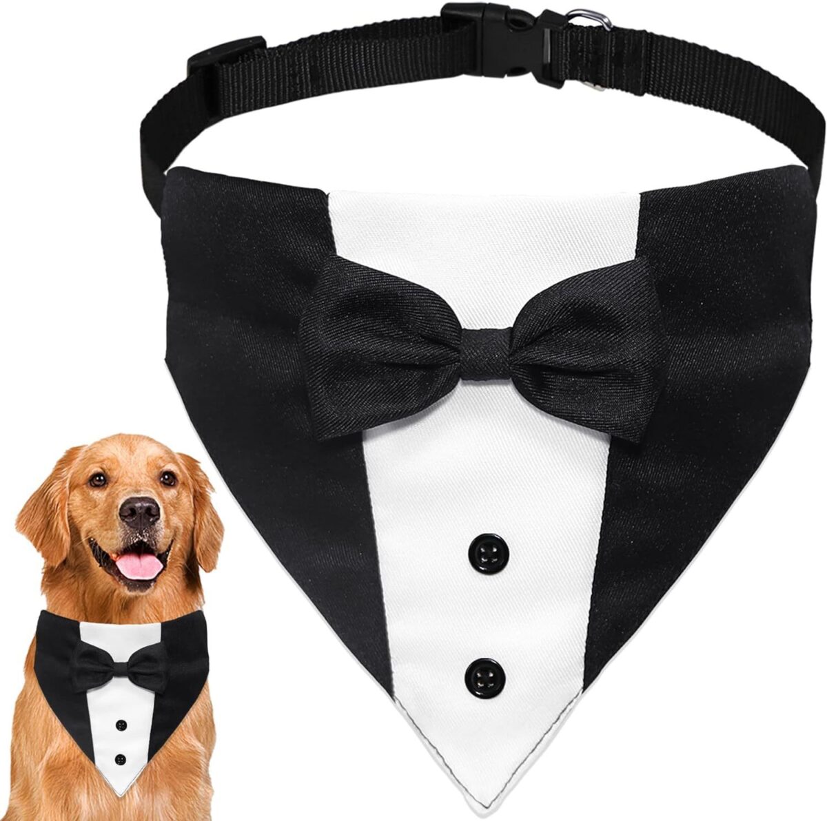 Dog Tuxedo Suit With Bow Tie And Bandana  Adjustable Formal Costumes For Small, Medium, Large Dogs Perfect For Weddings Birthdays - Image 1