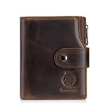 First Layer Cowhide RFID Anti-theft Swiping Leather  European And American Retro Men's Short Vertical Wallet - Image 2