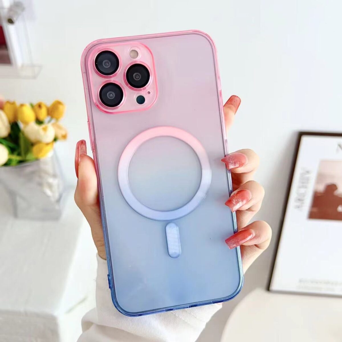 Hot Gradient Two-color Magnetic Phone Case Lens Protector Protective Case - Image 9