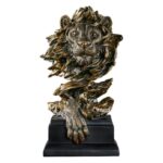 American Retro Animal Copper Lion Head Portrait Resin Craft Ornament Hallway Office Wine Cabinet Decoration - Image 4