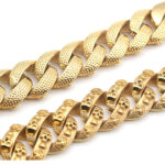 Golden Stainless Steel Leather Dog Chain - Image 2