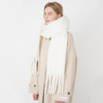 All-match Soft Glutinous Solid Color Cashmere-like Tassel Scarf For Women