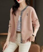 Round Neck Wool Knit Cardigan Women's Loose Western Style Outer Wear - Image 6
