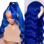 Wig Women's Mid-length Dark Blue Big Wavy Curly Hair Front Lace Hair Cover - Image 4