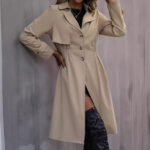 Long Waist Cotton Fashion Jacket Long Sleeve Trench Coat - Image 2