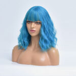 New European And American Style Wig Women's Light Blue Short Curly Hair Chemical Fiber Wig - Image 4