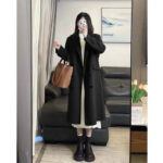 Socialite Style Matcha Green Woolen Coat For Women - Image 2