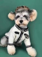 Dog Clothes Spring Small Fragrant Wind Sweater Cardigan Schnauzer Pomeranian - Image 3